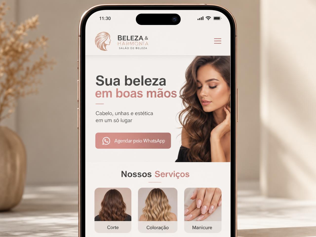 Layout de site para Beleza & Harmonia — Salão